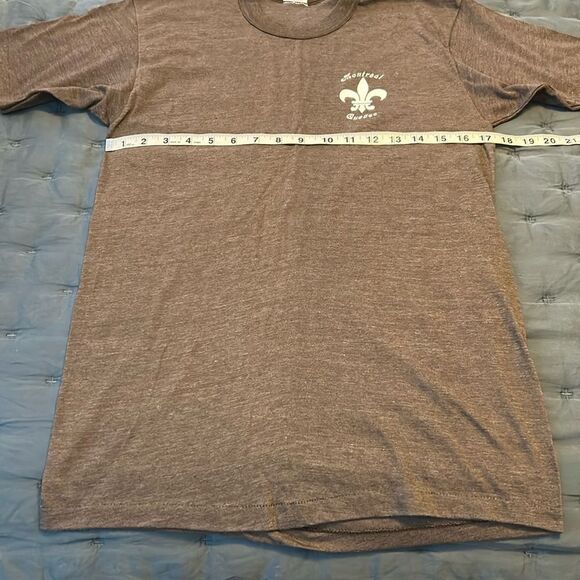 VTG Single Stitch Women’s Slim T-Shirt Montreal Quebec Canada Heather Brown XL - Picture 8 of 8